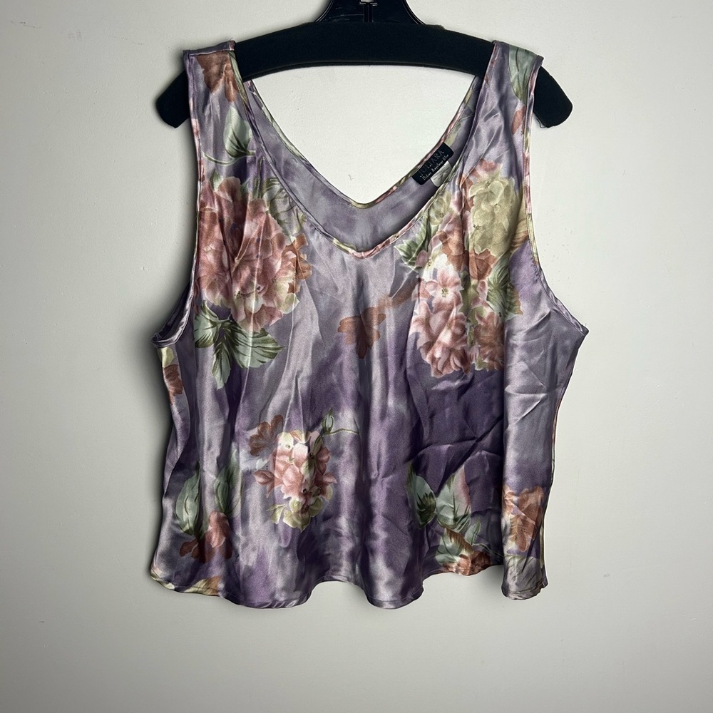 VTG Juliara‎ Floral Blouse Satin Plus Size 2X sleeveless Comfortable